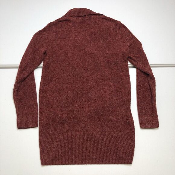 Barefoot Dreams Cozy Chic Lite Knit Berry Red Circle Cardigan w pockets Medium - Picture 7 of 9